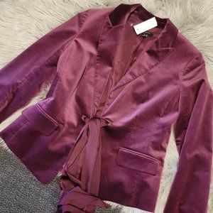 Ann Taylor Purple Velvet Blazer with Tie Waist